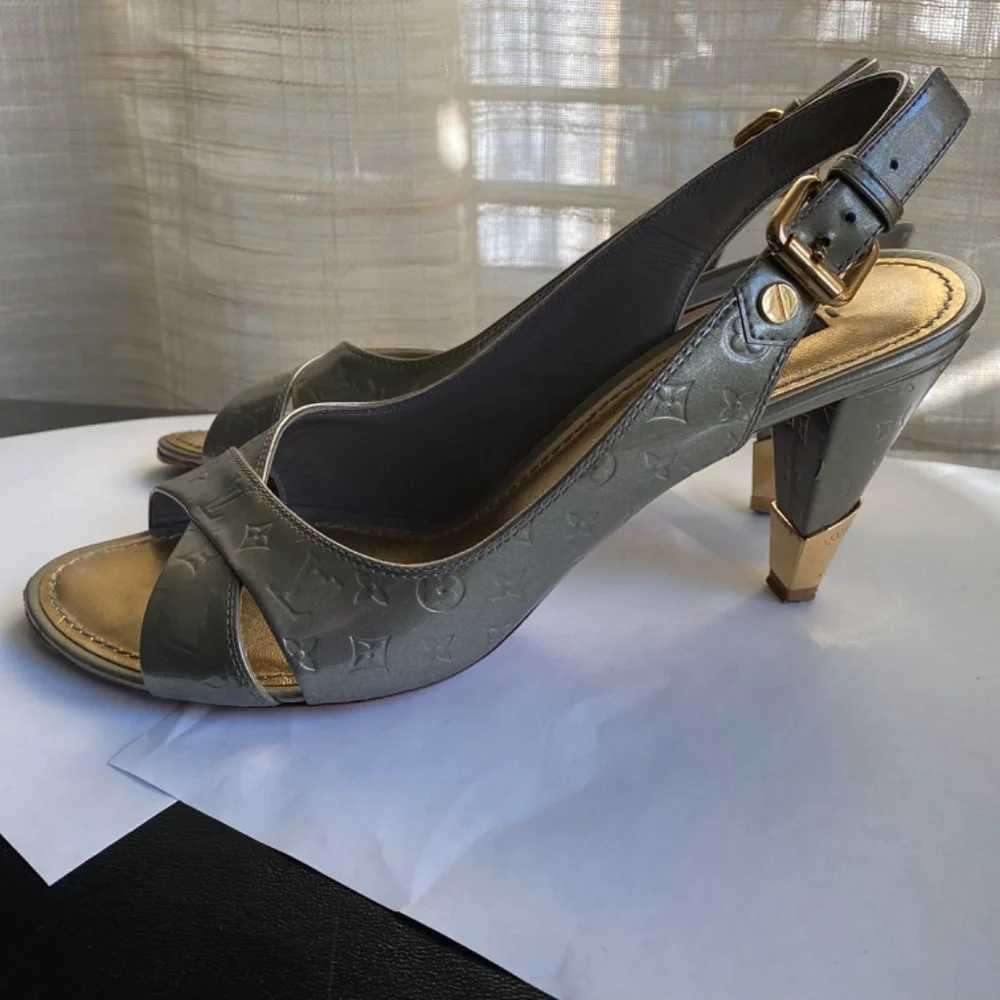 Louis Vuitton patent leather monogram mules heels open toe pumps 36.5-6.5 Italy - Picture 6 of 11